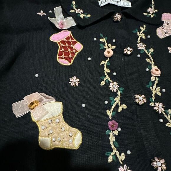 B.P. Design vintage Christmas sweater embellished stockings bling XXL - Picture 7 of 10